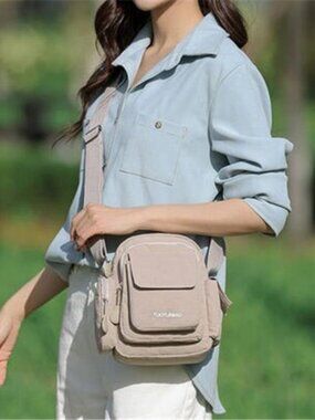 Multi-Pocket Lightweight Nylon Crossbody Bag